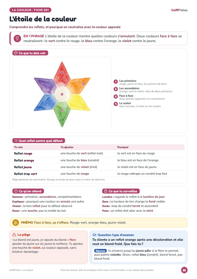 Fiche « L’étoile de la couleur » de CoiffFiches